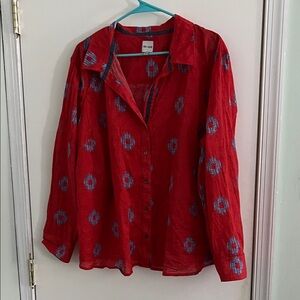 NIC+ZOE Red and Blue Button Down Shirt